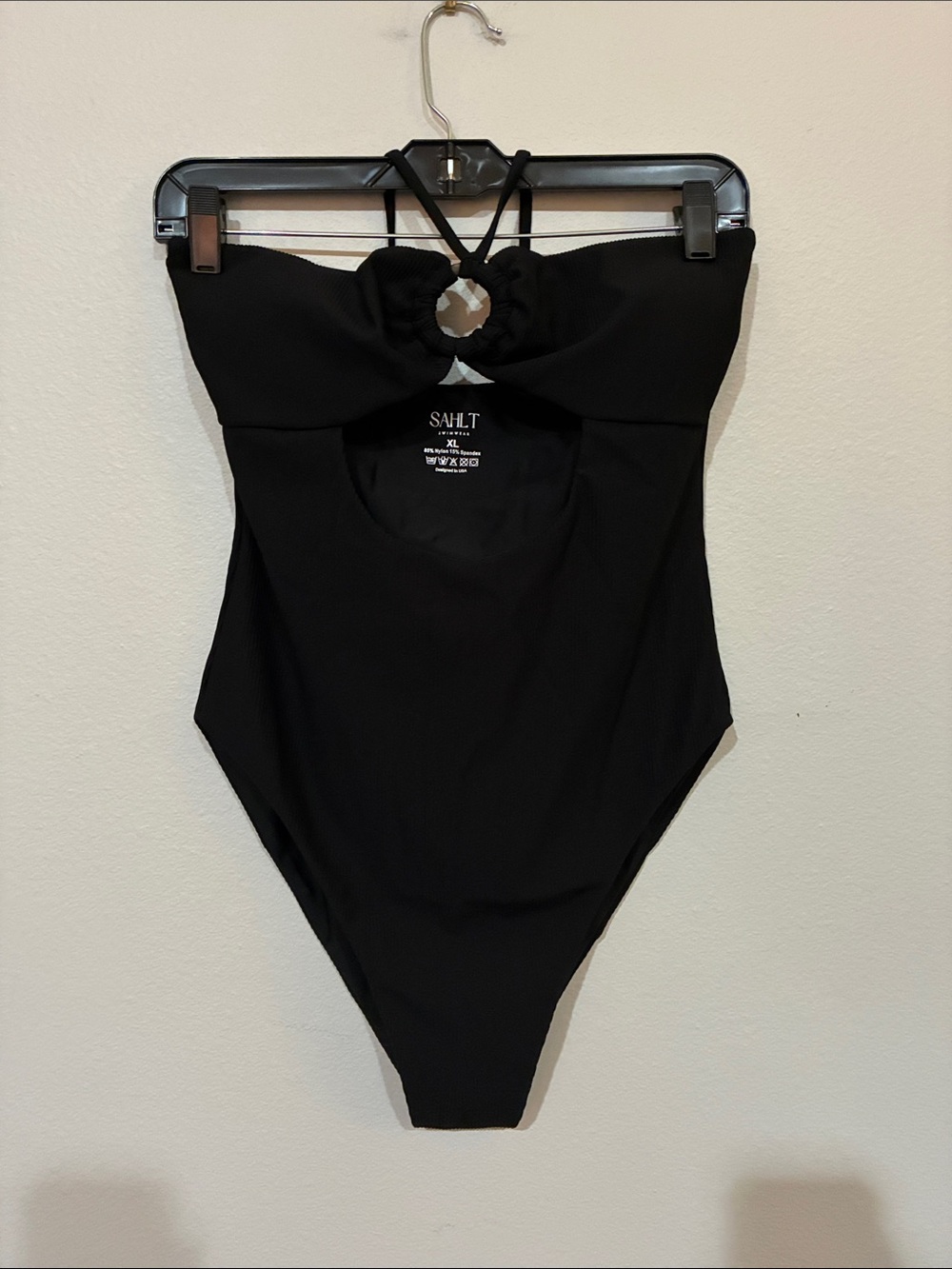 SAHLT Black One-Piece Swimsuit with Cut-Out Ring Detail